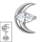 Titanium Internal Jewelled Trekking Crescent Moon Top - SKU 72537