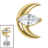 Titanium Internal Jewelled Trekking Crescent Moon Top - SKU 72538