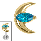 Titanium Internal Jewelled Trekking Crescent Moon Top - SKU 72540
