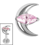 Titanium Internal Jewelled Trekking Crescent Moon Top - SKU 72541