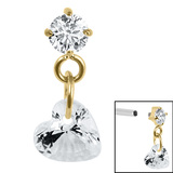 Titanium Internal Jewelled Solitaire with Heart Charm - SKU 72598