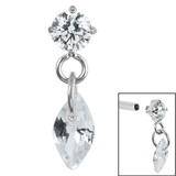 Titanium Internal Jewelled Solitaire with Marquise Charm - SKU 72611