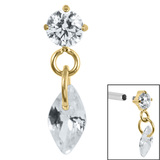 Titanium Internal Jewelled Solitaire with Marquise Charm - SKU 72612