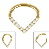 Titanium Jewelled Teardrop Hinged Ring - SKU 72647