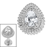 Titanium Internal Jewelled Kashvi Asia Teardrop 1.2mm, Crystal Clear / Titanium