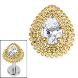 Titanium Internal Jewelled Kashvi Asia Teardrop 1.2mm, Crystal Clear / Gold Titanium