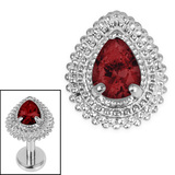 Titanium Internal Jewelled Kashvi Asia Teardrop 1.2mm, Garnet / Titanium