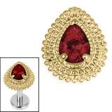 Titanium Internal Jewelled Kashvi Asia Teardrop 1.2mm, Garnet / Gold Titanium