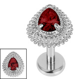 Titanium Internally Threaded Labrets 1.2mm - Titanium Kashvi Asia Teardrop 1.2mm, 7mm / Polish Ti Labret / Polish Ti Jewel, Garnet