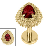 Titanium Internally Threaded Labrets 1.2mm - Titanium Kashvi Asia Teardrop 1.2mm, 8mm / Gold Ti Labret / Gold Ti Jewel, Garnet