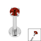 Titanium Internally Threaded Labrets 1.2mm - 3mm Titanium Claw Set Round CZ Jewel 10mm / 3mm / Garnet CZ