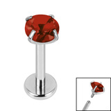 Titanium Internally Threaded Labrets 1.2mm - 4mm Titanium Claw Set Round CZ Jewel 8mm / 4mm / Garnet CZ