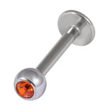 Steel Jewelled Labret 1.2mm with 3mm ball 1.2mm, 6mm, 3mm, orange