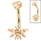 Belly Bar - Titanium Internal Double Jewelled Queen Bee - SKU 72729
