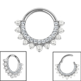 Titanium Arielle Pearl Hinge Ring - SKU 72812