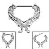 Steel Gabriel Wing Nipple Clicker Ring - SKU 72856