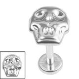 Titanium Internally Threaded Labrets 1.2mm - Titanium Death Head 1.2mm, 6mm / Mirror Polish / Mirror Polish Titanium