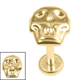 Titanium Internally Threaded Labrets 1.2mm - Titanium Death Head 1.2mm, 10mm / Gold Titanium / Gold Titanium