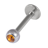Steel Jewelled Labret 1.2mm with 3mm ball 1.2mm, 10mm, 3mm, amber