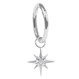 Titanium Hinged Segment Ring with Titanium Jewelled 8 Point Star Charm 0.8mm, 6mm / Shown on 1.2mm gauge, 8mm internal diameter ring. / Titanium