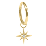 Titanium Hinged Segment Ring with Titanium Jewelled 8 Point Star Charm 1.0mm, 6mm / Shown on 1.2mm gauge, 8mm internal diameter ring. / Gold Titanium