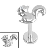 Titanium Internally Threaded Labrets 1.2mm - Titanium Jewelled Mr Nuts 1.2mm, 10mm / Polish Ti Labret / Mirror Polish, Crystal Clear