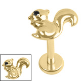 Titanium Internally Threaded Labrets 1.2mm - Titanium Jewelled Mr Nuts 1.2mm, 5mm / Gold Ti Labret / Gold Titanium,Jet