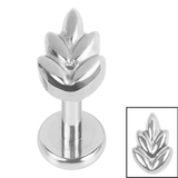 Titanium Internally Threaded Labrets 1.2mm - Titanium Fern 1.2mm, 8mm / Mirror Polish / Mirror Polish Titanium