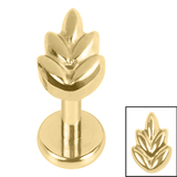 Titanium Internally Threaded Labrets 1.2mm - Titanium Fern 1.2mm, 10mm / Gold Titanium / Gold Titanium