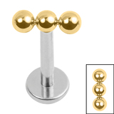 Titanium Internally Threaded Labrets 1.2mm - Titanium Asia Tri Ball - SKU 72963