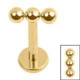 Titanium Internally Threaded Labrets 1.2mm - Titanium Asia Tri Ball - SKU 72972