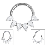 Titanium Encrusted Diadem Jewelled Hinged Ring - SKU 72976