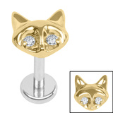 Titanium Internally Threaded Labrets 1.2mm - Titanium Jewelled Vixen Gold Titanium / 1.2mm, 8mm / Crystal Clear