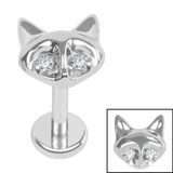 Titanium Internally Threaded Labrets 1.2mm - Titanium Jewelled Vixen Titanium / 1.2mm, 9mm / Crystal Clear