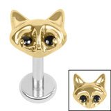 Titanium Internally Threaded Labrets 1.2mm - Titanium Jewelled Vixen Gold Titanium / 1.2mm, 5mm / Jet Black