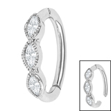 Steel Huggie Belly Clicker Ring - Paris Milgrain - SKU 73008