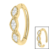 Steel Huggie Belly Clicker Ring - Paris Milgrain - SKU 73009