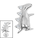 Titanium Internal Jewelled Spiked Dino 1.2mm / Titanium / Crystal Clear