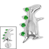 Titanium Internal Jewelled Spiked Dino 1.2mm / Titanium / Dark Green