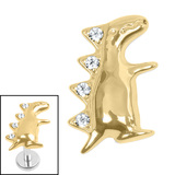 Titanium Internal Jewelled Spiked Dino 1.2mm / Gold Titanium / Crystal Clear