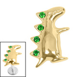 Titanium Internal Jewelled Spiked Dino 1.2mm / Gold Titanium / Dark Green