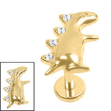 Titanium Internally Threaded Labrets 1.2mm - Titanium Jewelled Spiked Dino Gold Titanium Gold Titanium / 1.2mm, 8mm / Crystal Clear