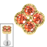 Titanium Internal Jewelled Vintage Clover Top 1.2mm / Gold Titanium / Crystal Clear