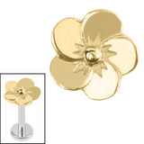 Steel Internal Pansy Flower Top 1.2mm, / Gold Steel