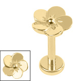 Titanium Internally Threaded Labrets 1.2mm - Steel Pansy Flower Gold Surgical Steel / 1.2mm, 6mm / Gold Titanium