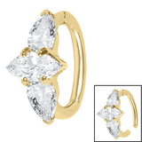 Steel Huggie Belly Clicker Ring - Leilani Marquise Trio - SKU 73123