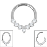 Titanium Jewelled Laurel Hinge Clicker 1.2mm, 8mm, Titanium / Crystal clear