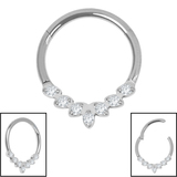 Titanium Jewelled Laurel Hinge Clicker 1.2mm, 10mm, Titanium / Crystal clear