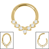 Titanium Jewelled Laurel Hinge Clicker 1.2mm, 8mm, Gold Titanium / Crystal clear