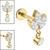 Titanium Internally Threaded Labrets 1.2mm - Titanium Marquise Ivy Leaves Trio and Solitaire Top - SKU 73167